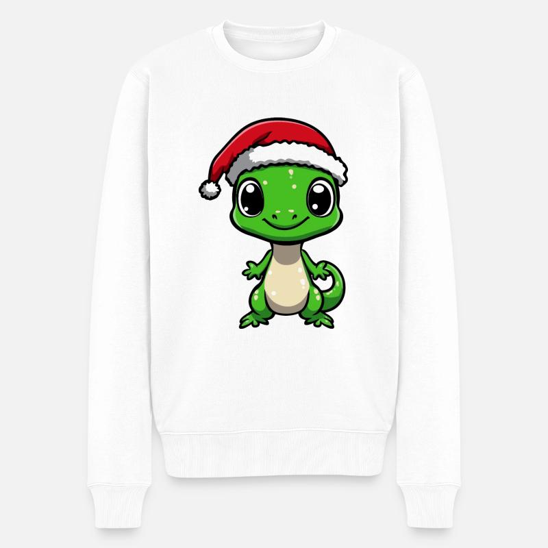 Echse Weihnachten Christmas - Männer Premium Bio Pullover - Weiß