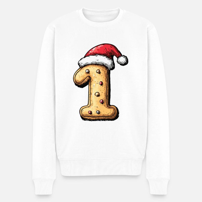 1 Zahl Weihnachten - Männer Premium Bio Pullover - Weiß