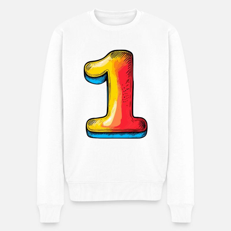 1 symbole numérique - Pull Premium bio Homme - blanc