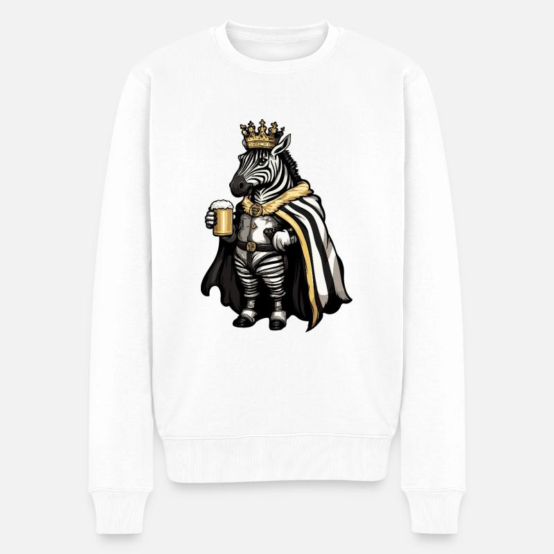 Zebra Bier Lustig - Männer Premium Bio Pullover - Weiß