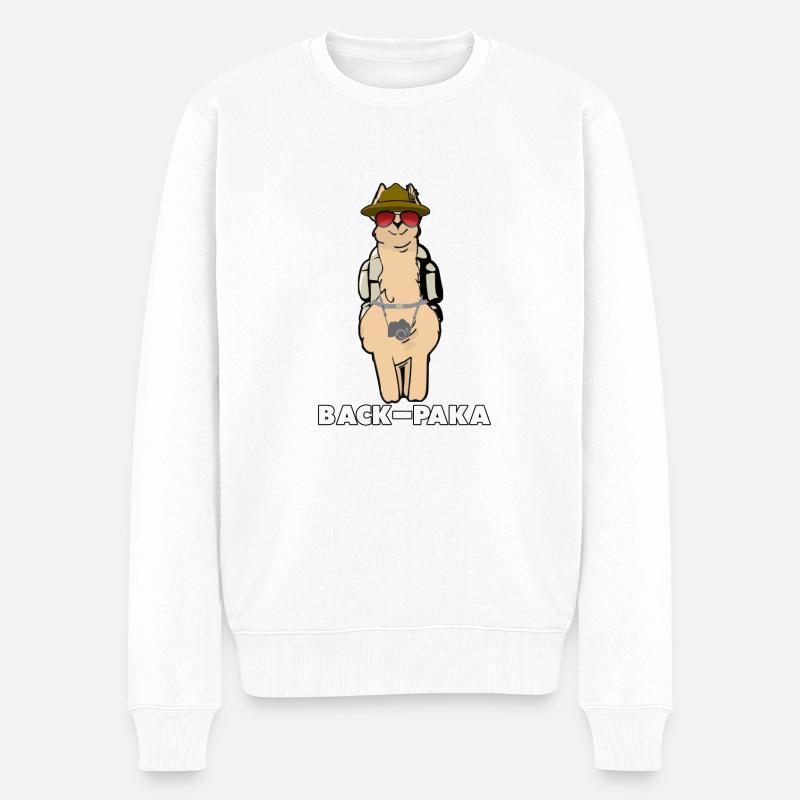 Lustiges Lama Alpaka Comic Tier Trend Urlauber - Männer Premium Bio Pullover - Weiß