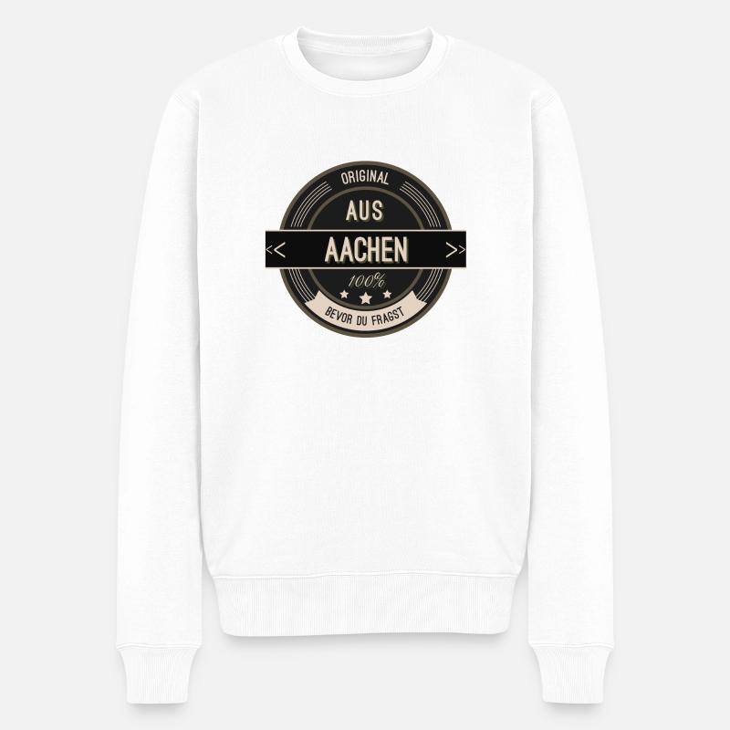 Original aus Aachen 100% - Männer Premium Bio Pullover - Weiß