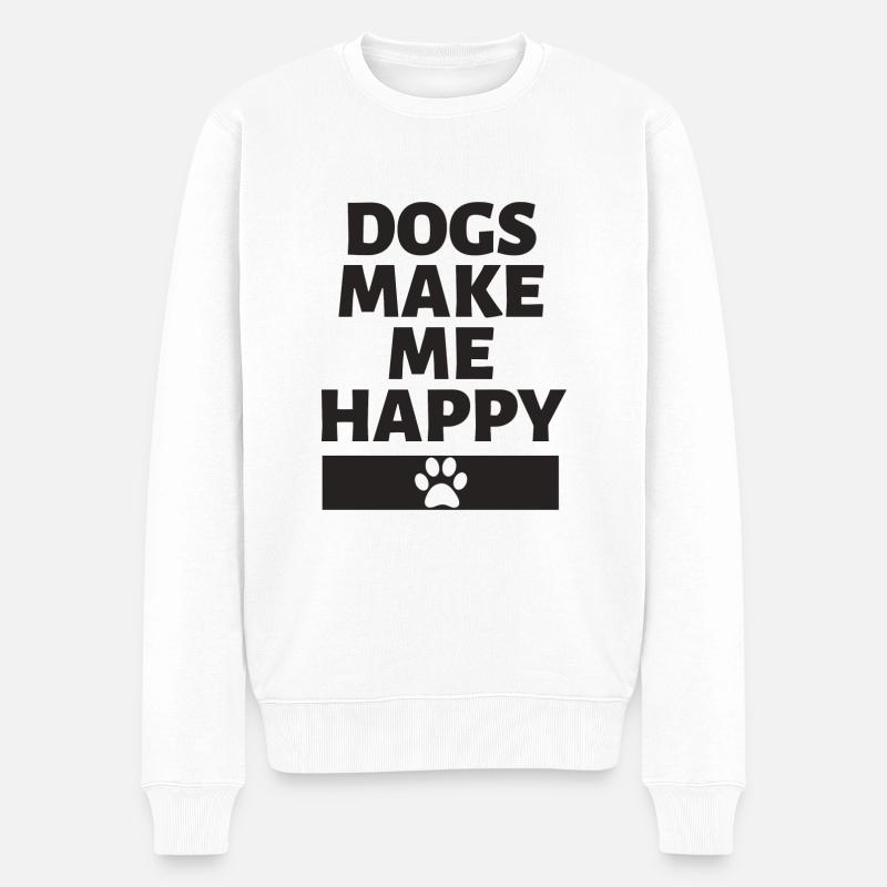 Dogs make me happy - Männer Premium Bio Pullover - Weiß