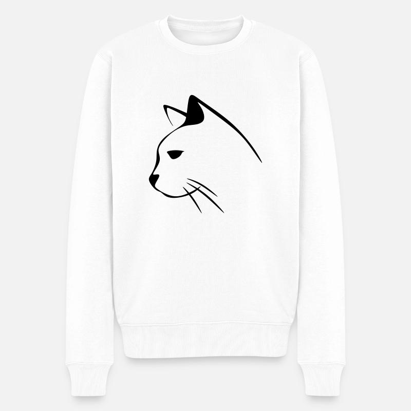 Katzengesicht - Männer Premium Bio Pullover - Weiß