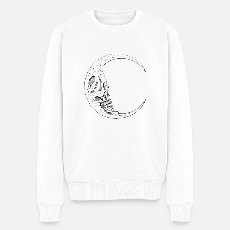 Totenkopf Mond - Männer Premium Bio Pullover - Weiß