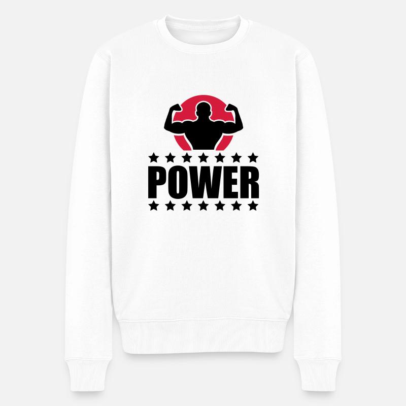 Power Logo Champ - Männer Premium Bio Pullover - Weiß