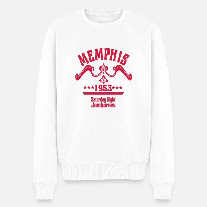 Memphis 1953 - Saturday Night Jamborees - Männer Premium Bio Pullover - Weiß
