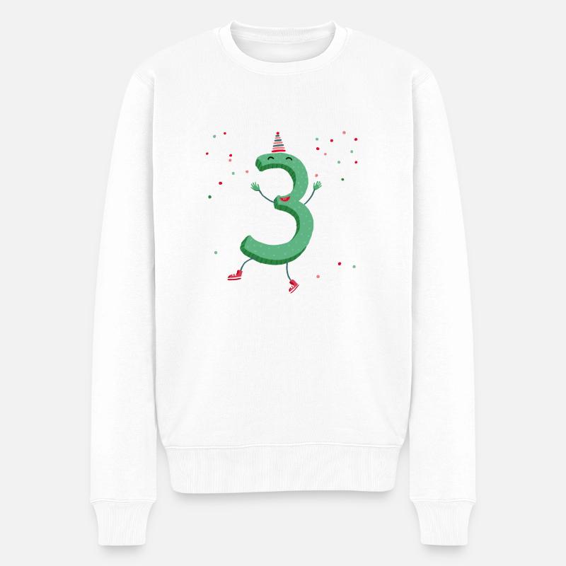 Drei Party - Männer Premium Bio Pullover - Weiß