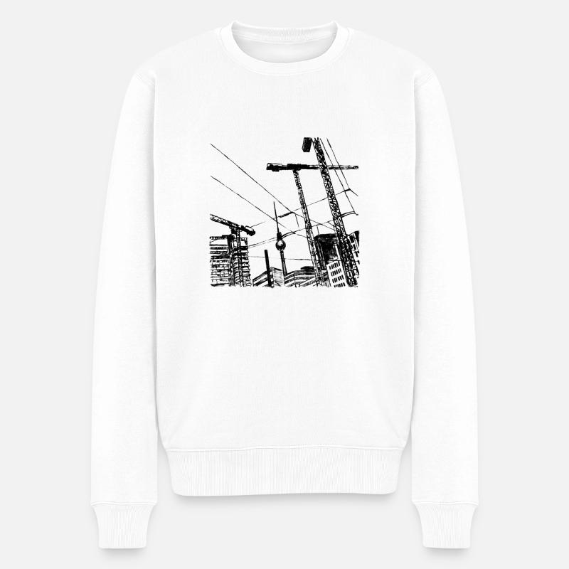 Berlin - Männer Premium Bio Pullover - Weiß
