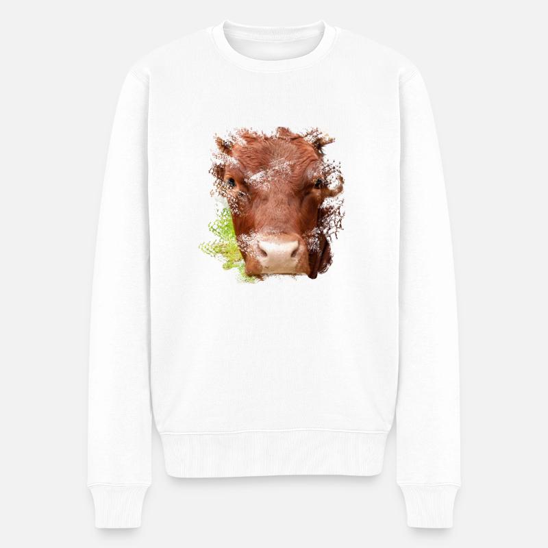 Das Pinzgauer Rind Vieh - Männer Premium Bio Pullover - Weiß