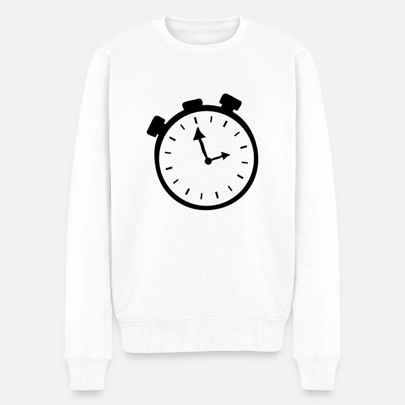 uhr - Männer Premium Bio Pullover - Weiß