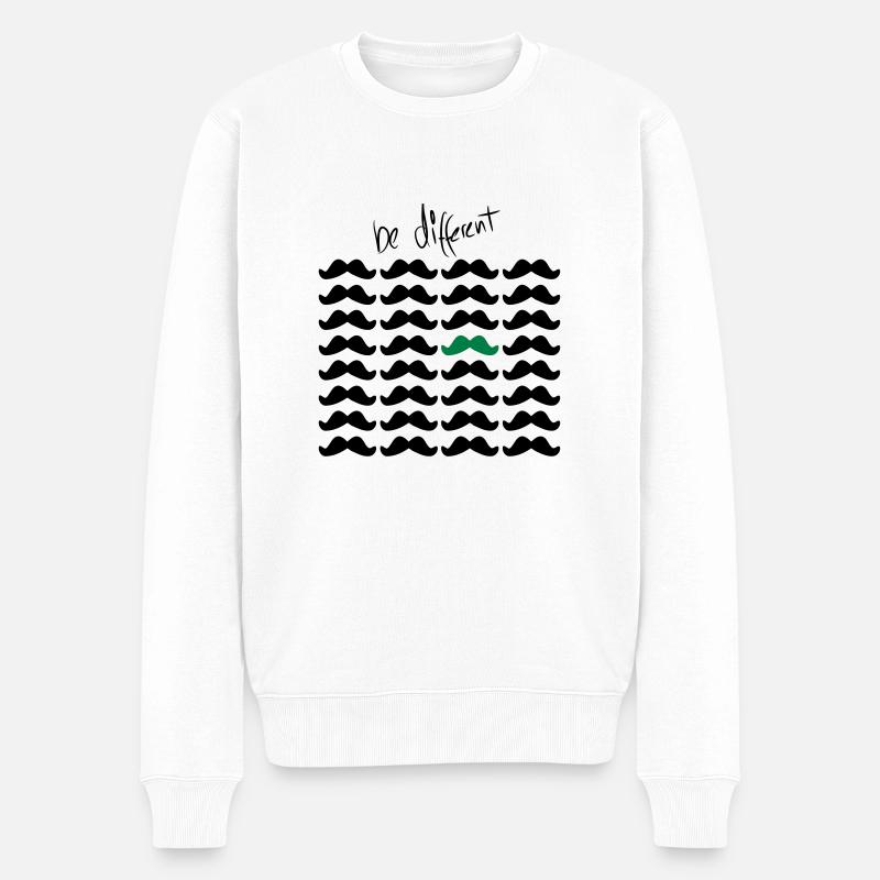 Mustache Moustache "be different" 2c - Pull Premium bio Homme - blanc