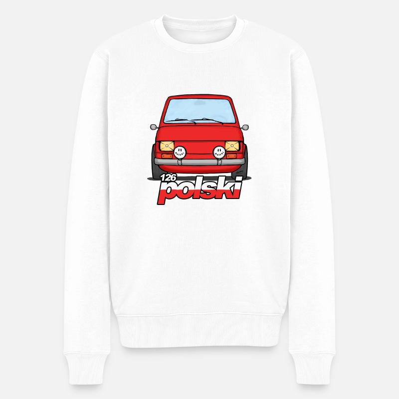 126 Rallye Polski Rot - Männer Premium Bio Pullover - Weiß