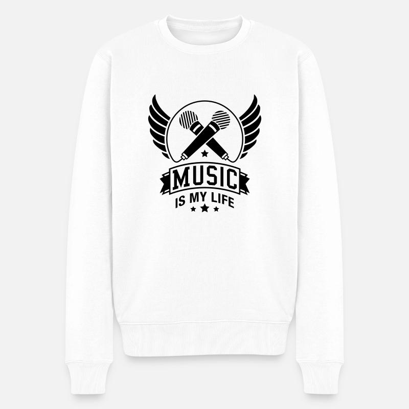music_is_my_life_ba1 - Pull Premium bio Homme - blanc