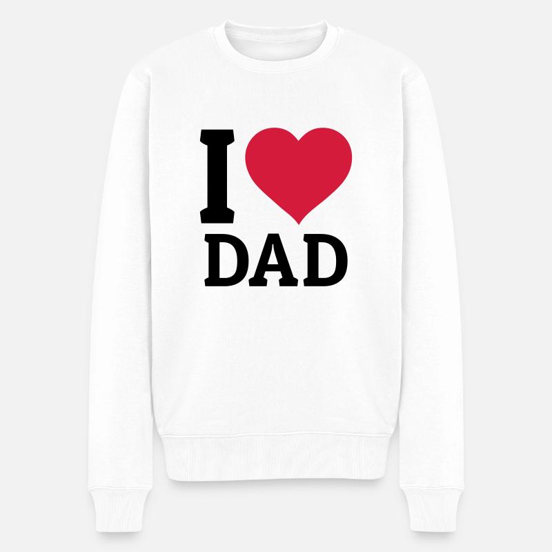 I love Dad - Männer Premium Bio Pullover - Weiß
