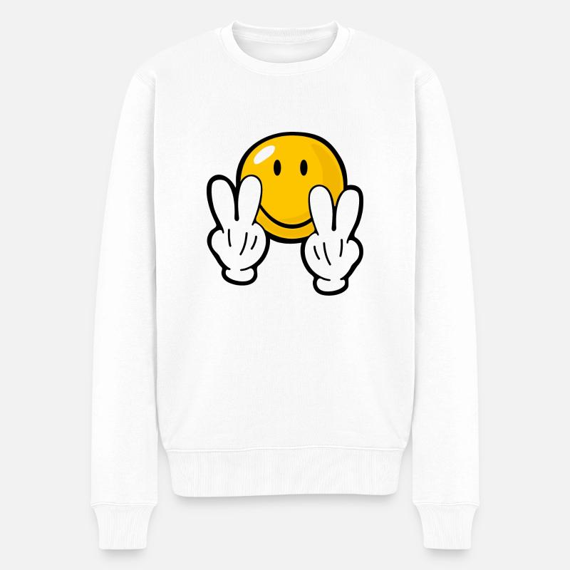 Smiley Confident - Männer Premium Bio Pullover - Weiß