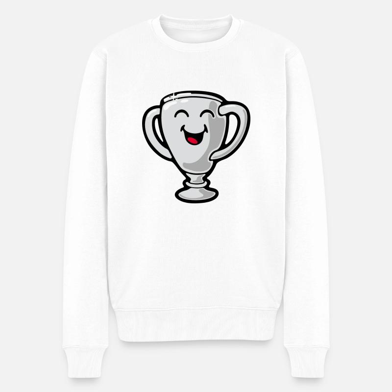 Smiley Trophy - Männer Premium Bio Pullover - Weiß