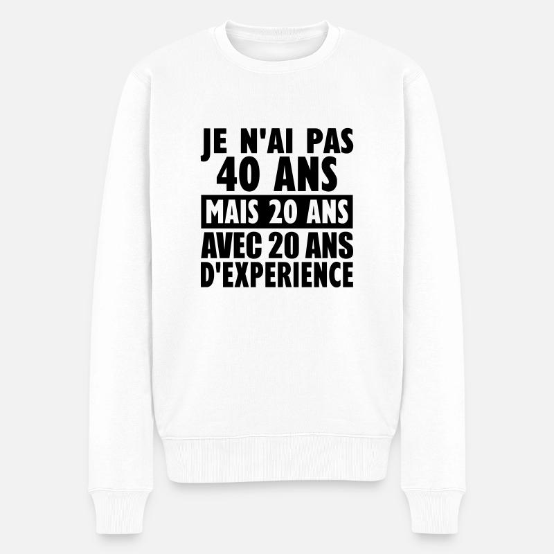 40 ans - Pull Premium bio Homme - blanc