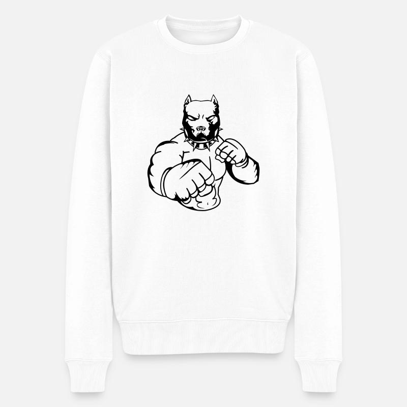 dog_fighter_001 - Männer Premium Bio Pullover - Weiß