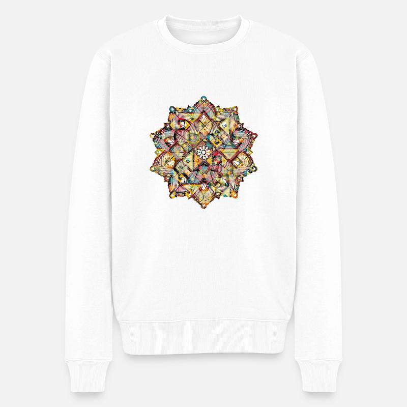 Mandala - Männer Premium Bio Pullover - Weiß