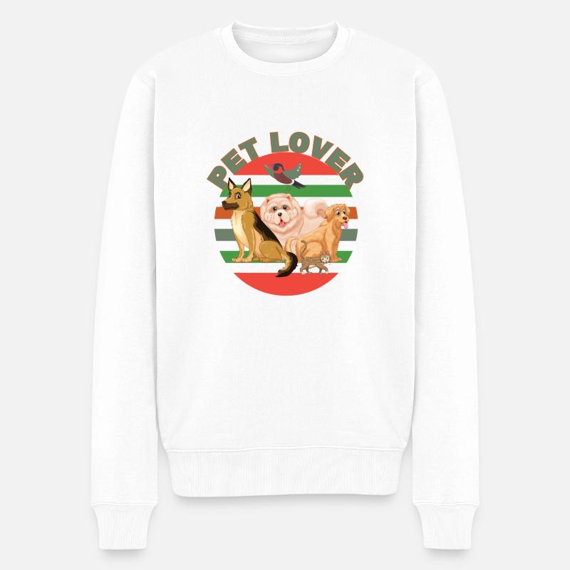 Tierliebhaber - Männer Premium Bio Pullover - Weiß