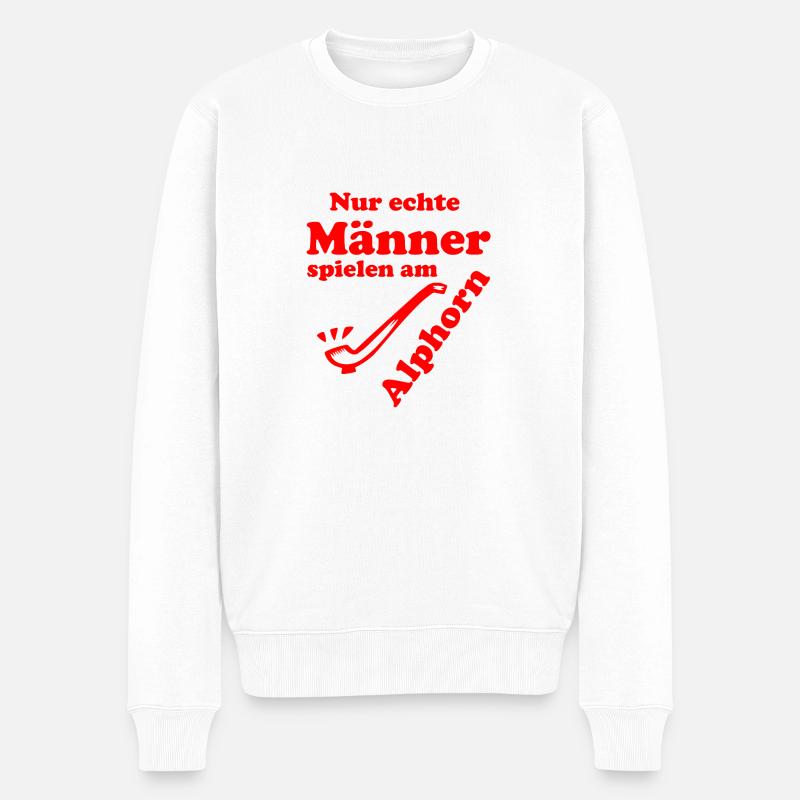 Alphorn rot - Männer Premium Bio Pullover - Weiß