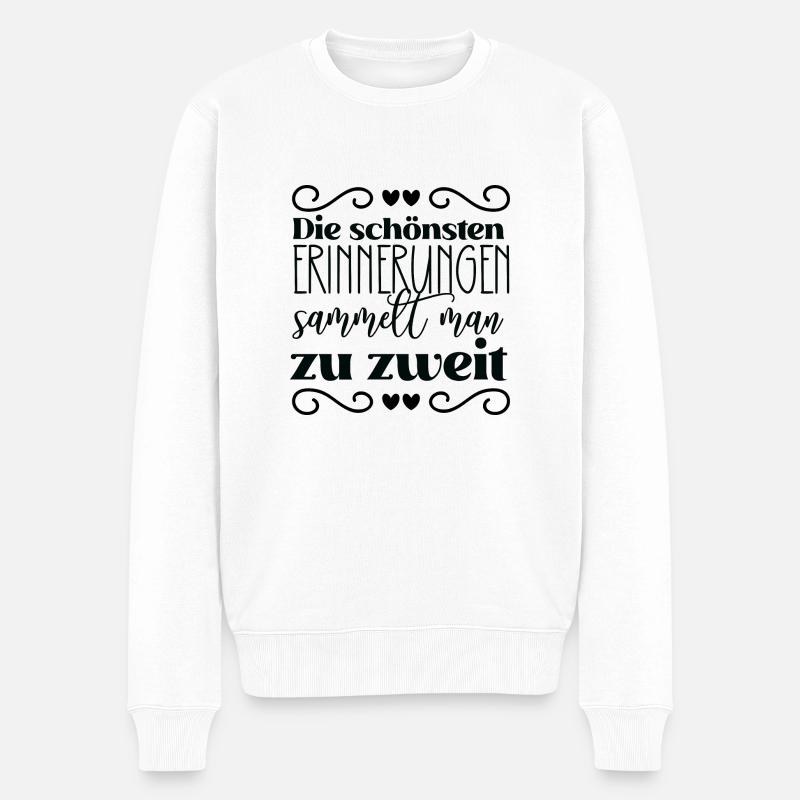 Die schönsten Erinnerungen sammelt man zu zweit - Männer Premium Bio Pullover - Weiß