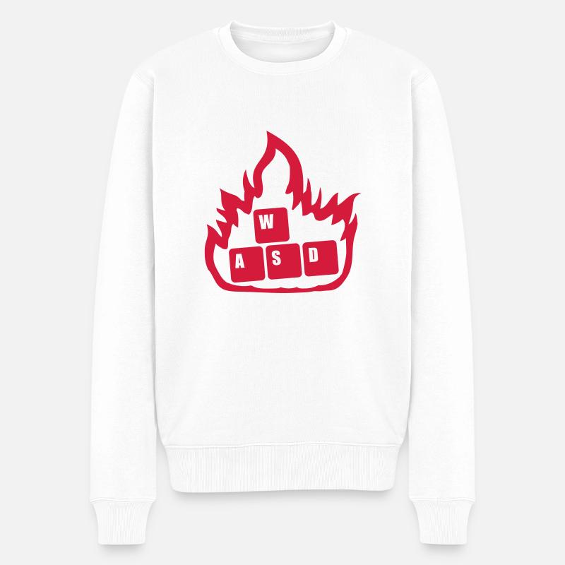 Flame Nerd Computer WASD - Pull Premium bio Homme - blanc