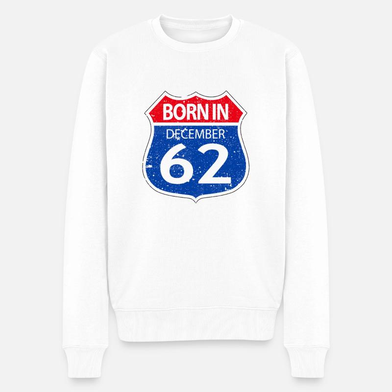 Né(e) en Décembre 62 - Pull Premium bio Homme - blanc