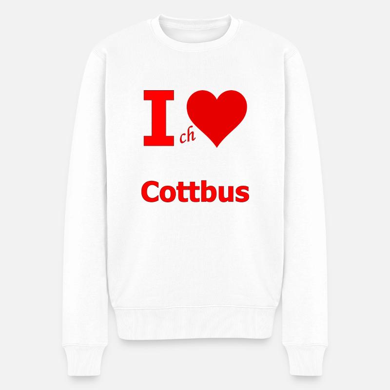 Ich liebe Cottbus - Männer Premium Bio Pullover - Weiß