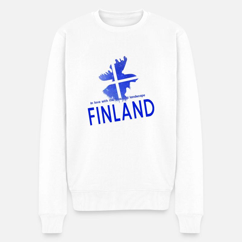 Finland Suomi - Männer Premium Bio Pullover - Weiß