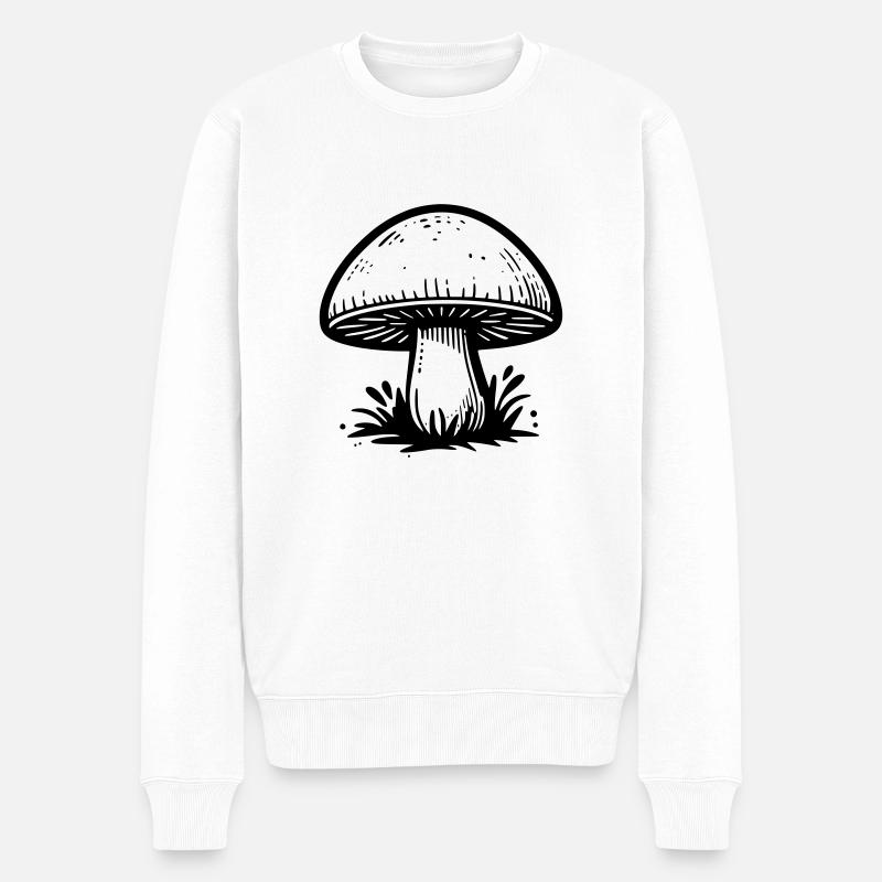 Pilz Champignon - Männer Premium Bio Pullover - Weiß