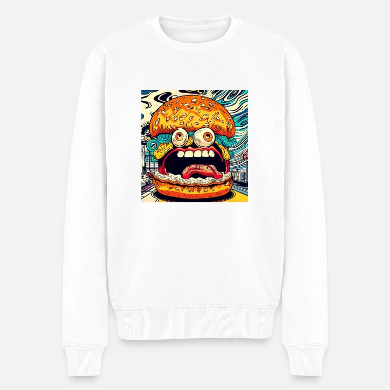 Burger Japanisch - Männer Premium Bio Pullover - Weiß