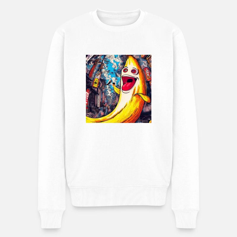 Banane Japanisch Japan - Männer Premium Bio Pullover - Weiß