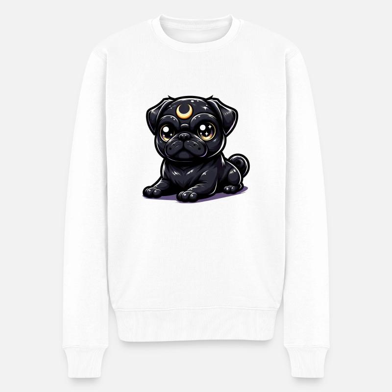 Mondhüter Mops - Männer Premium Bio Pullover - Weiß