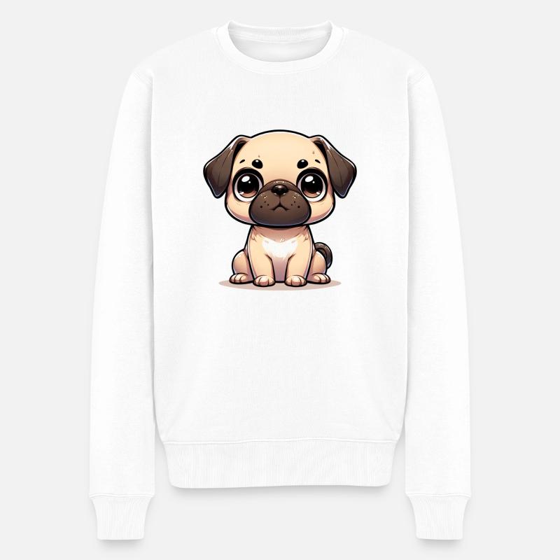 Illustration numérique de mignon Carlin - Pull Premium bio Homme - blanc