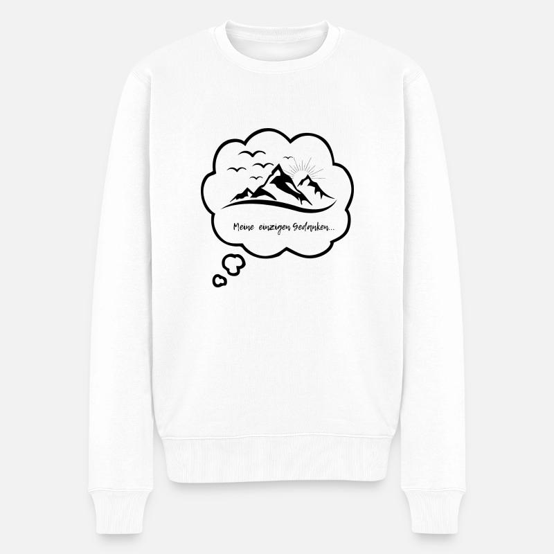 Gedanken Berge - Männer Premium Bio Pullover - Weiß