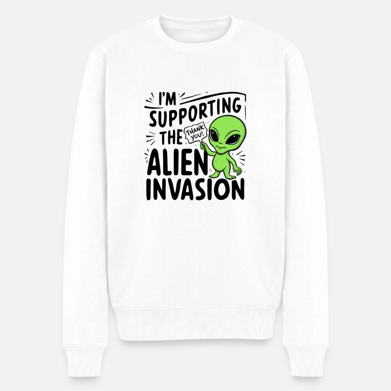invasion extra terrestre - humour - Pull Premium bio Homme - blanc