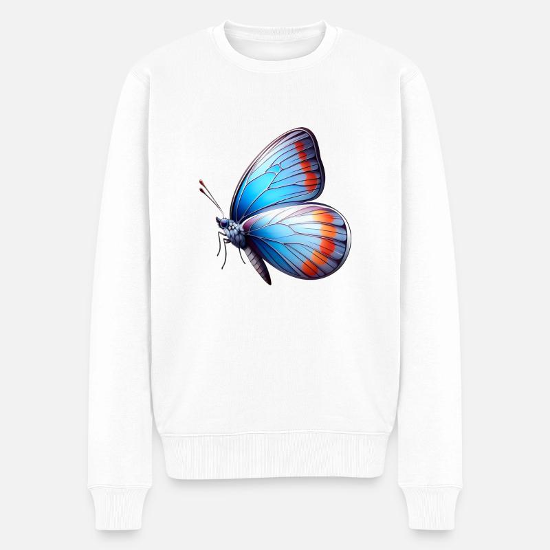 papillon bleu - Pull Premium bio Homme - blanc