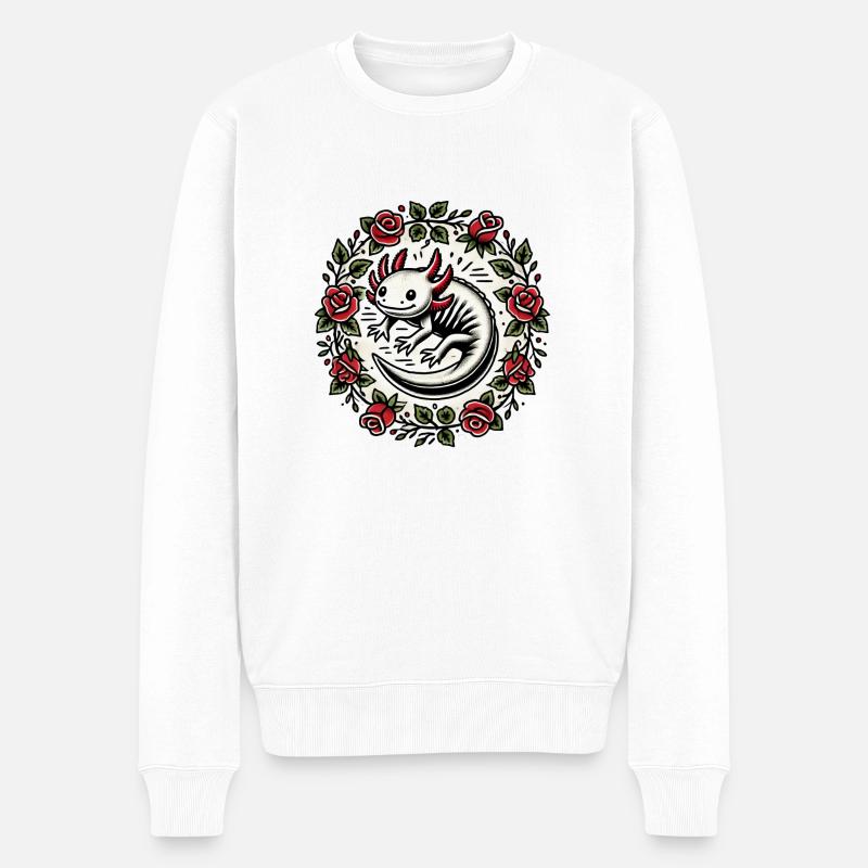 Axolotl - Männer Premium Bio Pullover - Weiß