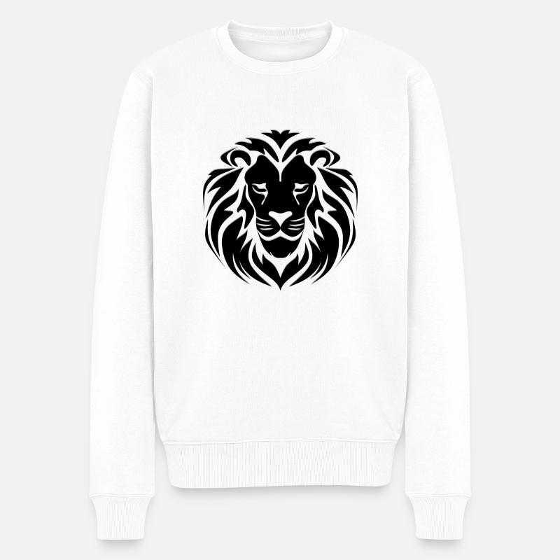 Löwenkopf, schwarz - Männer Premium Bio Pullover - Weiß