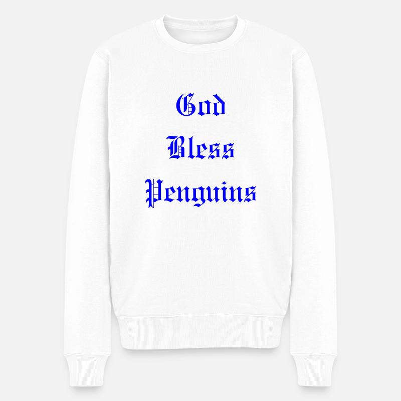GodBlessPenguins - Männer Premium Bio Pullover - Weiß