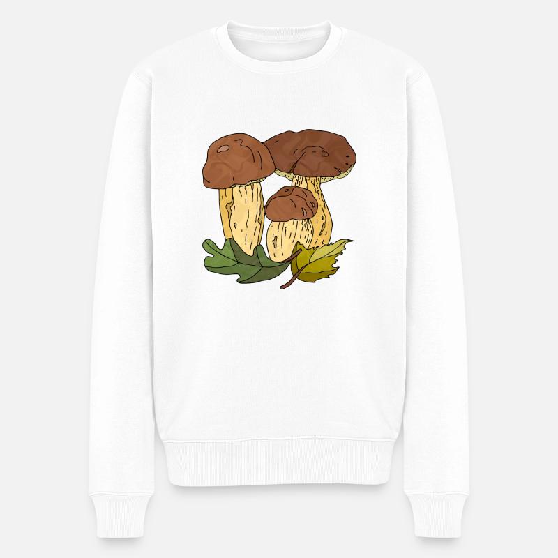 Pilze - Männer Premium Bio Pullover - Weiß