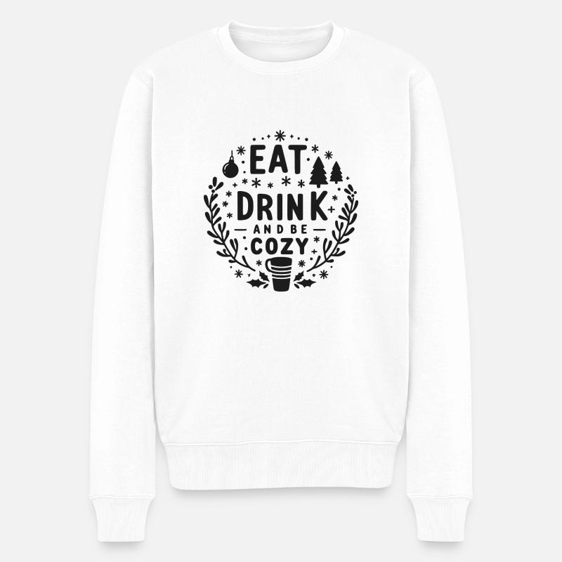 Essen, Trinken und gemütlich sein - Männer Premium Bio Pullover - Weiß