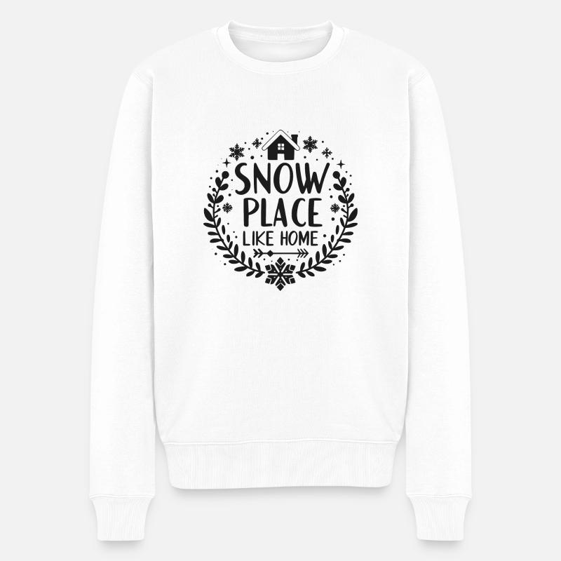 Schneeort wie zu Hause - Männer Premium Bio Pullover - Weiß