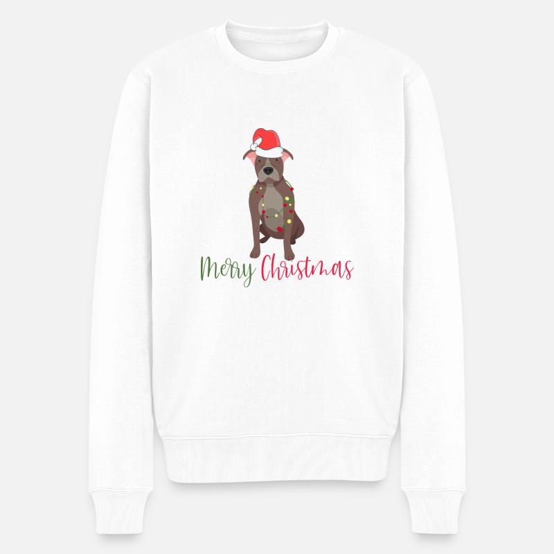 American Bulldog, Bully, Weihnachten, Christmas - Männer Premium Bio Pullover - Weiß