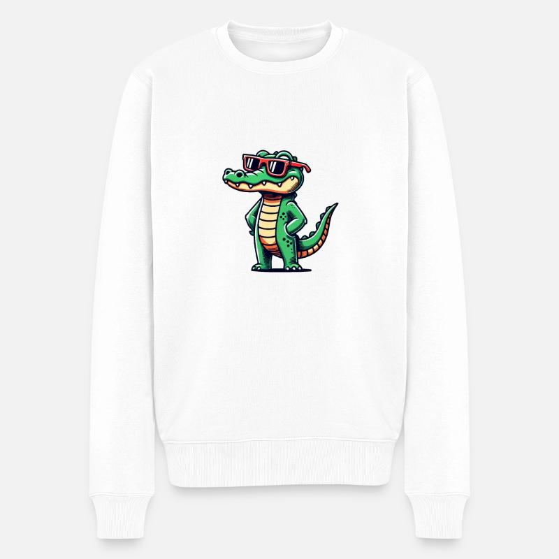 Crocodile Bande Dessinée Cool - Pull Premium bio Homme - blanc