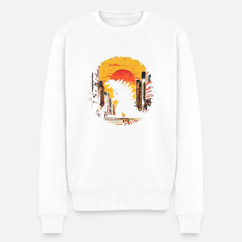 Kaiju Monster Design Coucher de soleil idée cadeau - Pull Premium bio Homme - blanc
