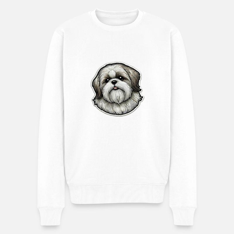 Shih Tzu mignon - Pull Premium bio Homme - blanc