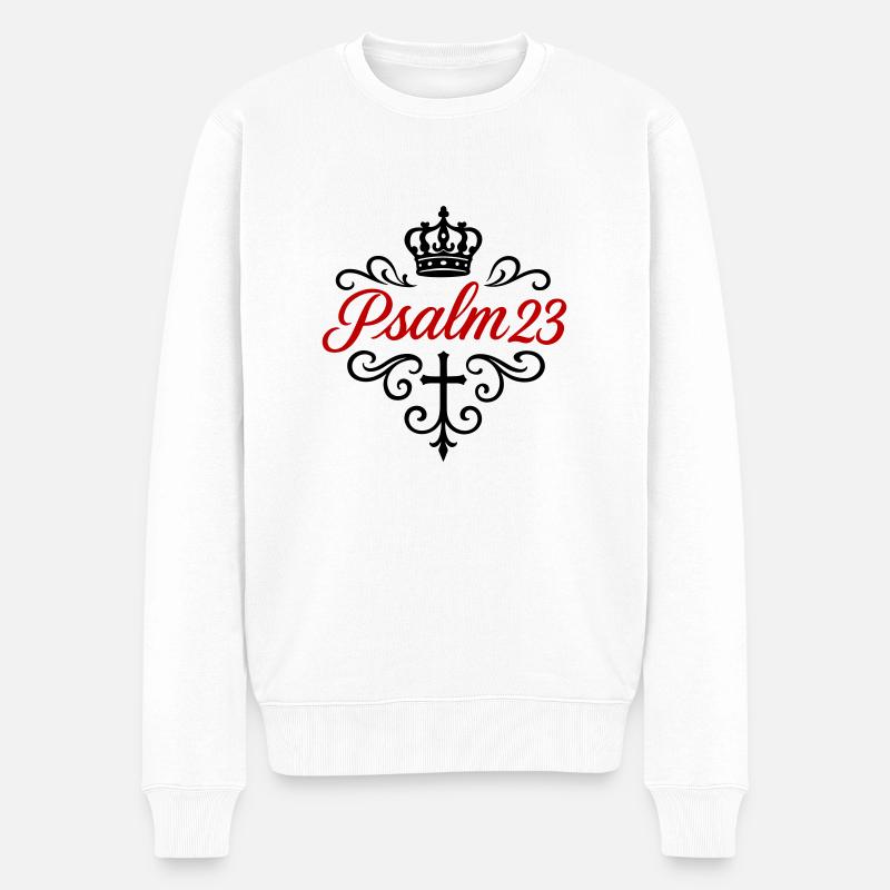 Pslam 23 Bibelvers - Männer Premium Bio Pullover - Weiß